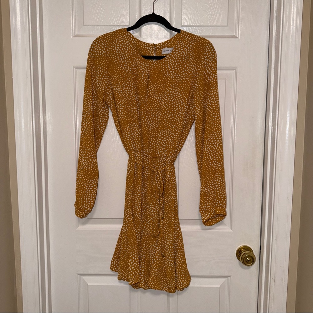 Emma & Michele Mustard Polka Dot Dress – Size L